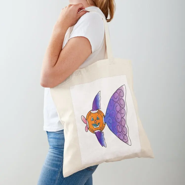 

Mermaid eyeball fish in a jack-o'-lantern costume Tote Bag custom canvas bag Candy bags Beach bag tote woman