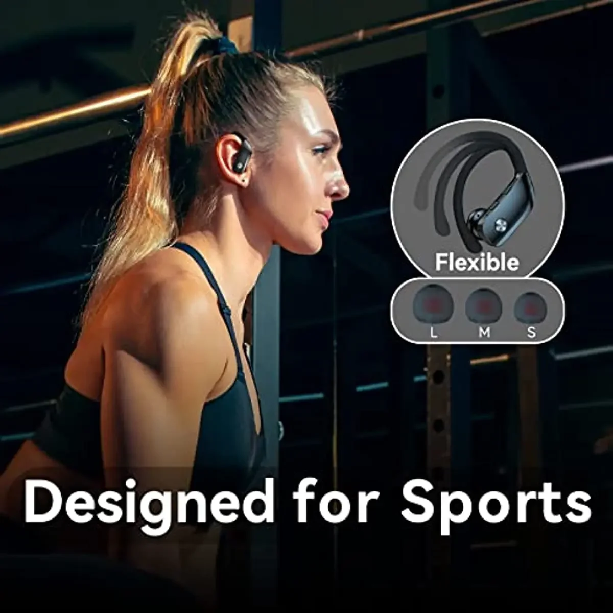 Wireless Earbuds Bluetooth Headphones 48hrs Play Back Sport Earphones with LED Display Over-Ear Buds with Earhooks Built-in Mic view 6