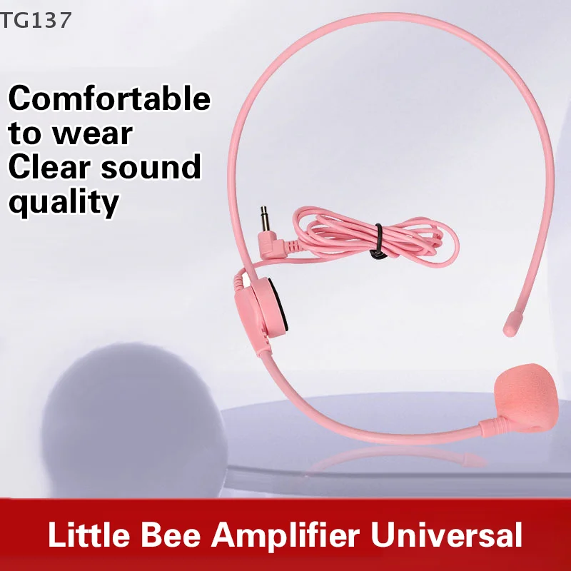 1Pcs 3.5MM Pink Headworn Wired Microphone Headset Voice Amplifier Speaker Clear Sound Mic For Conference Guide Speech Teacher view 2