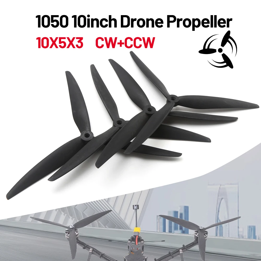 1/2/4/10 Pairs 1050 10-inch 10X5X3 3 Blade (1CW+1CCW) Blade Glass Fiber Nylon Propeller Prop for Multirotor 10inch RC FPV Drone