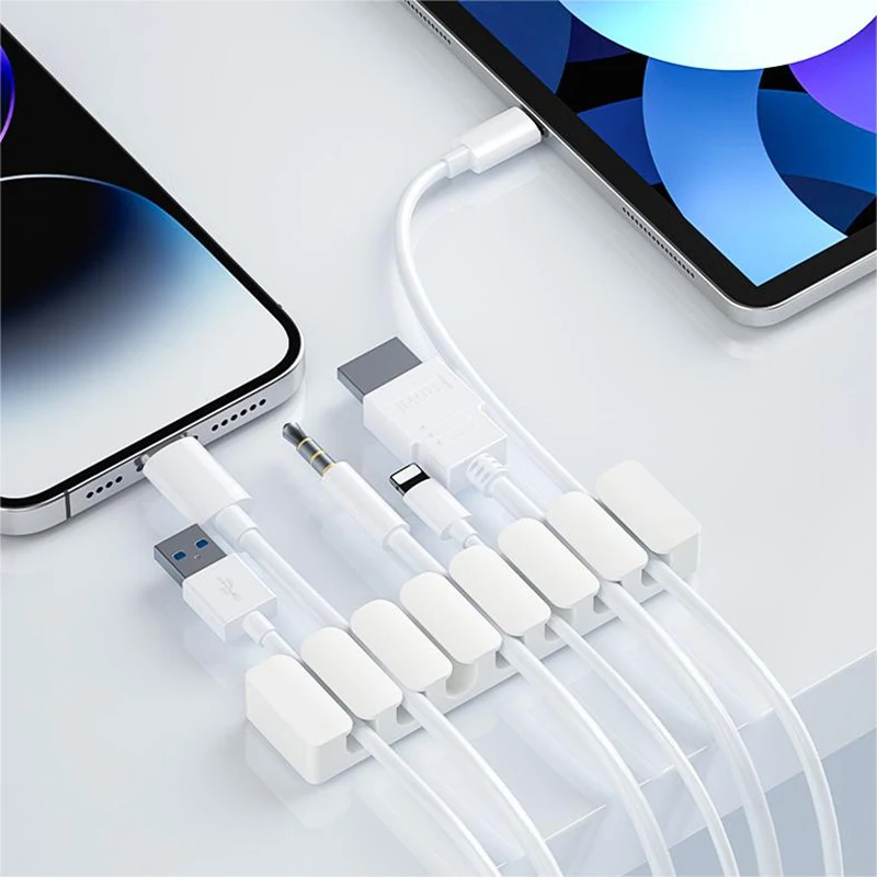 Silicone USB Cable Organizer Cable Winder Desktop Tidy Management Clips Cable Holder for Mouse Headphone Wire Organizer