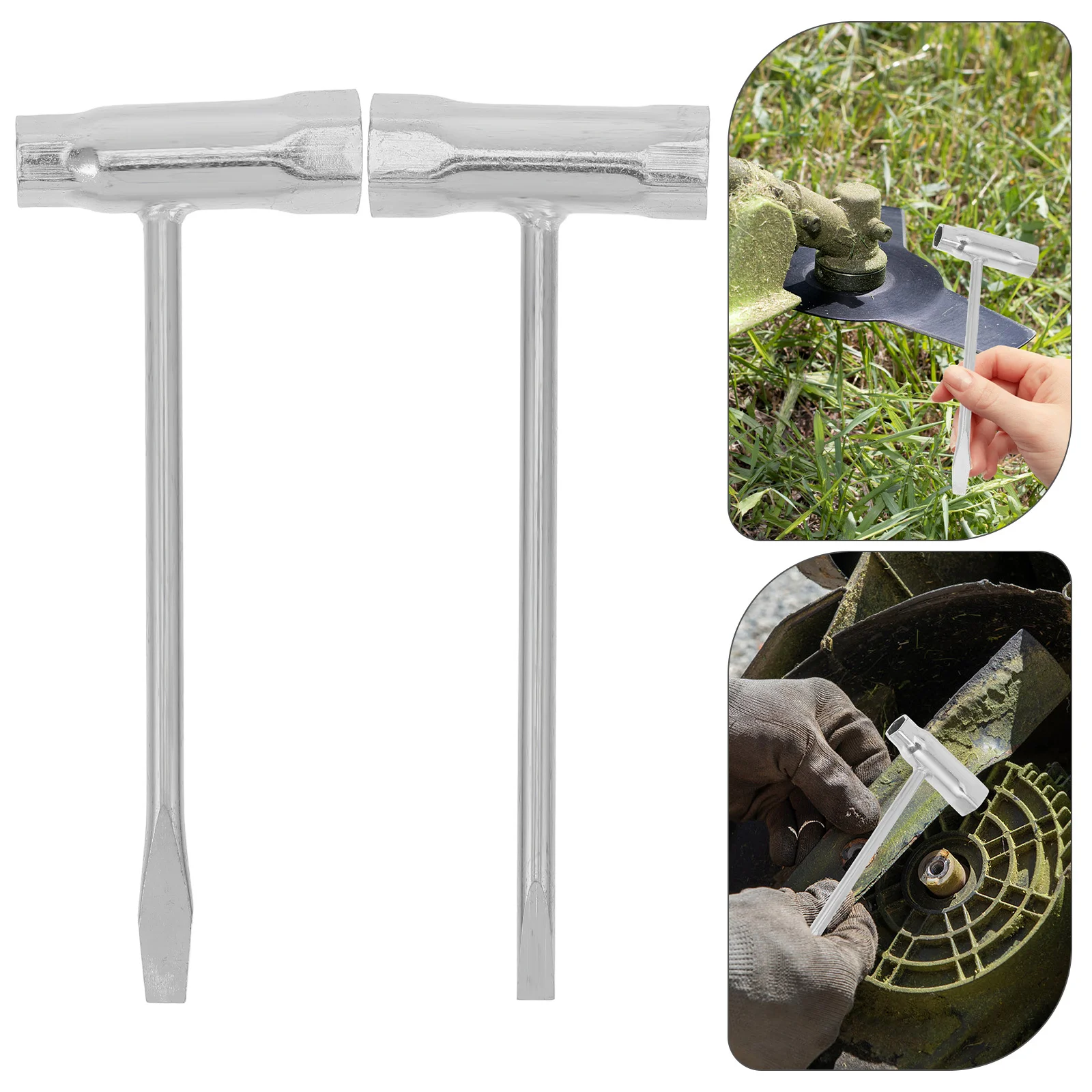 

2pcs Socket Wrench For Chainsaw T-Wrench Spanner Tool Dual-End Design Heavy-Duty Steel Compact Chainsaw Scrench Replacement
