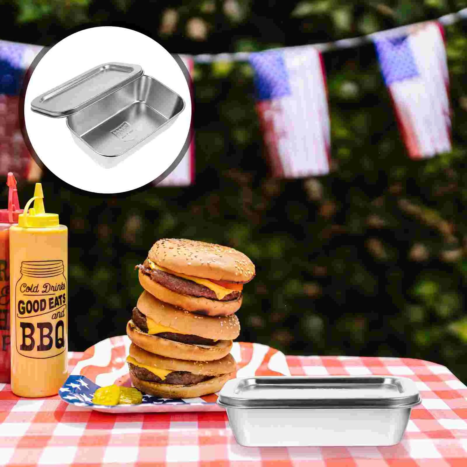 

Stainless Steel 304 Butter Box 320ML Rectangular Covered Kitchen Food Storage Container Temperature Resistant