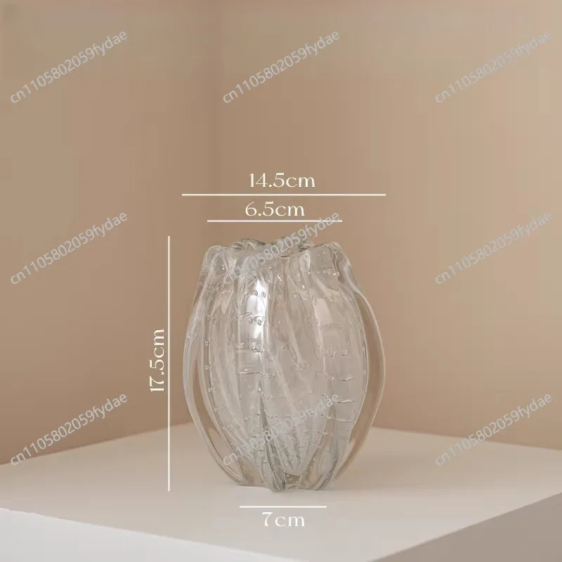 French glass vase ornament living room flower arrangement glazed light luxury high-end sense semi-natural designer flower
