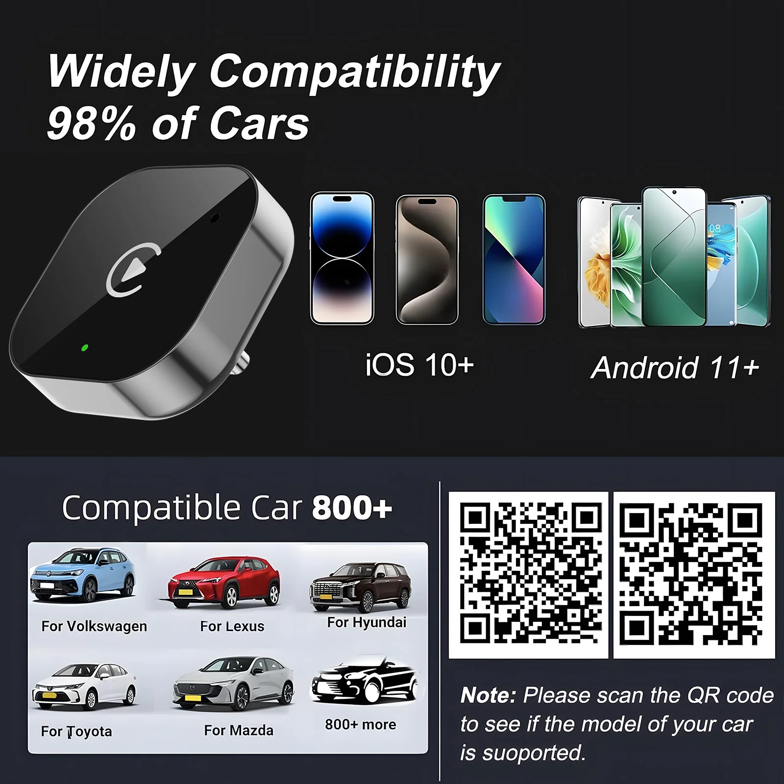 2026 Latest Wireless CarPlay Apapter  CarPlay & Android Auto,Type-C Port,Converts Wired to Wireless,Plug & Play image 5