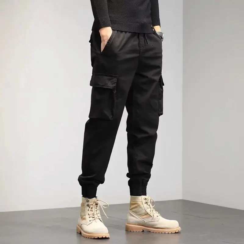 Nine-point Overalls Men Spring Autumn Trendy Brand Loose Handsome 2025 Military Style Leggings Long Pants with Multiple Pockets
