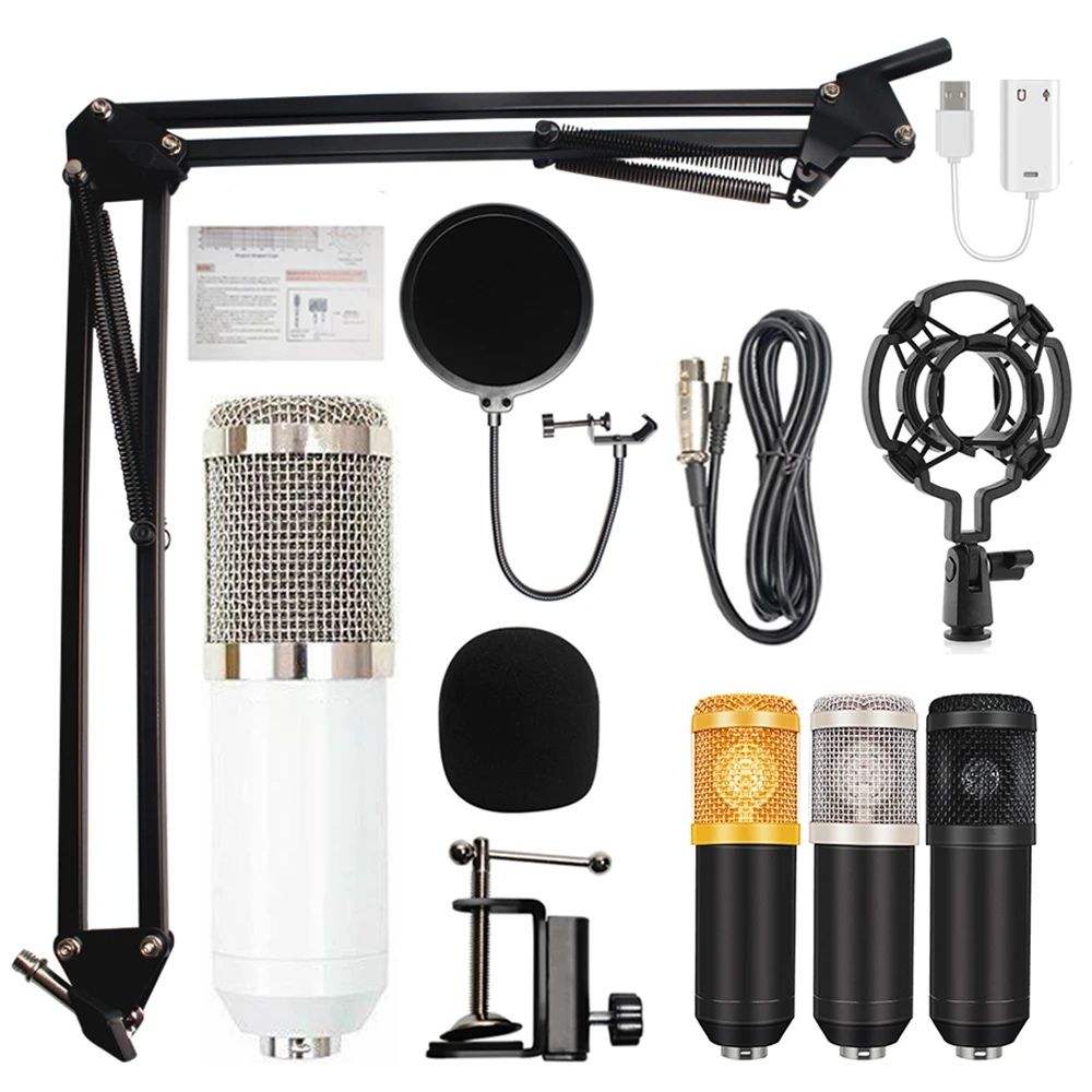 Bm 800 condenser studio recording podcast kaorake microphone mic kit set bm800 professional usb radio desktop for pc computer