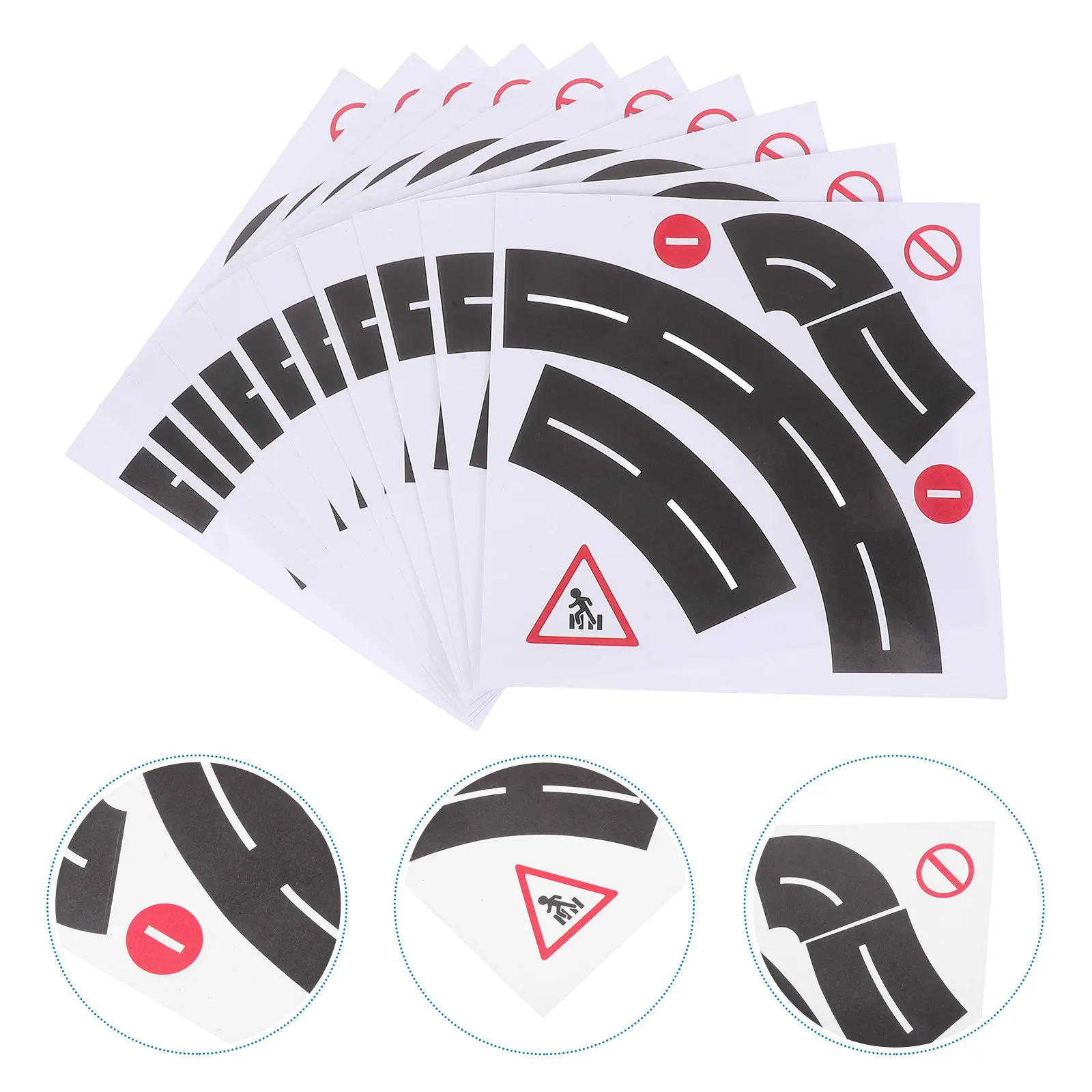 10 Sets Adhesive Traffic Sign Curve Road Stickers for Decorative Signage