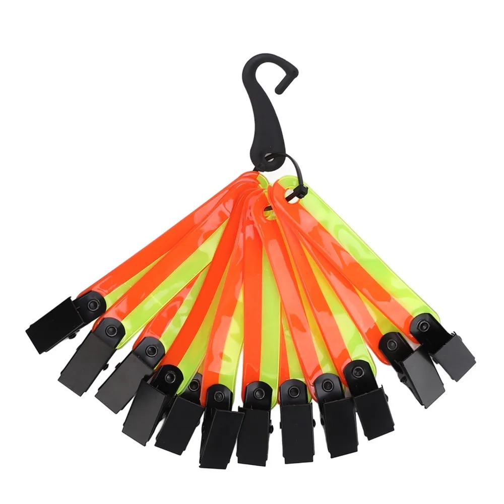 12PCS Durable Fluorescent Reflective Trail Markers PVC Iron Clips Tracking Marks High Visibility Tree Tacks for Running