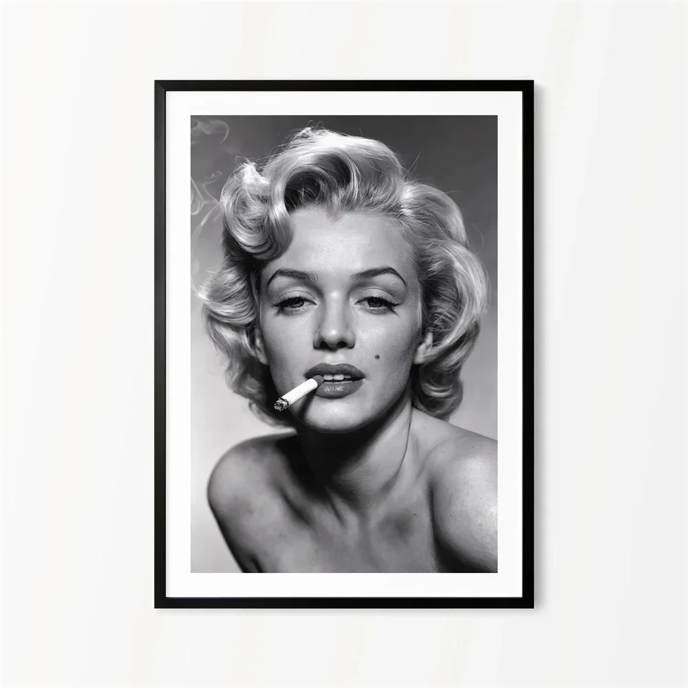 Black and White Movie Star Marilyn Monroe Poster Modern Art Canvas Painting Cafe Bar Room Wall Decor Room Decor Aesthetic Poster