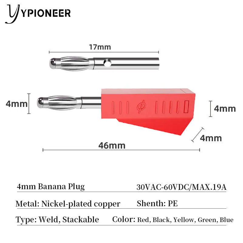 Ypioneer P3002 4Mm Stapelbare Banana Plug Solder Diy Connectors Adapters 10 Stuks Voor Elektrische Testen