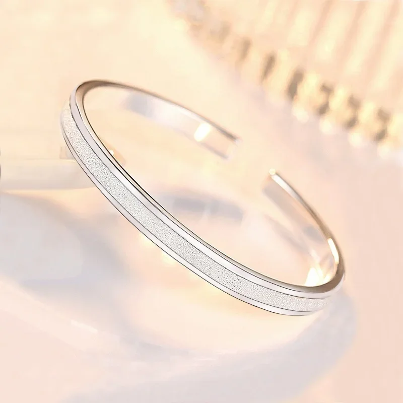 Wholesale 925 Sterling Silver Bangles Bracelet Charms Cuff For Women Fashion Jewelry adjustment wedding image 3