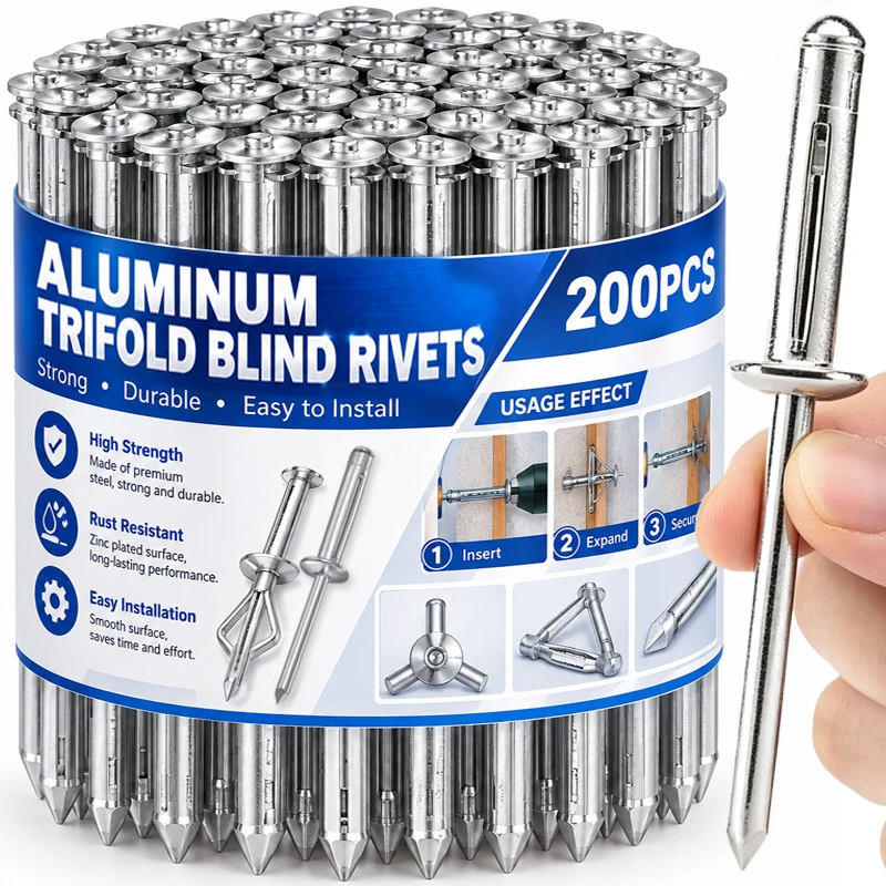 Wholesale Aluminum Trifold Blind Rivets Round Head Pop Rivet Assortment Kit for Wood Plastic Automotive Repairs Fastener Nails