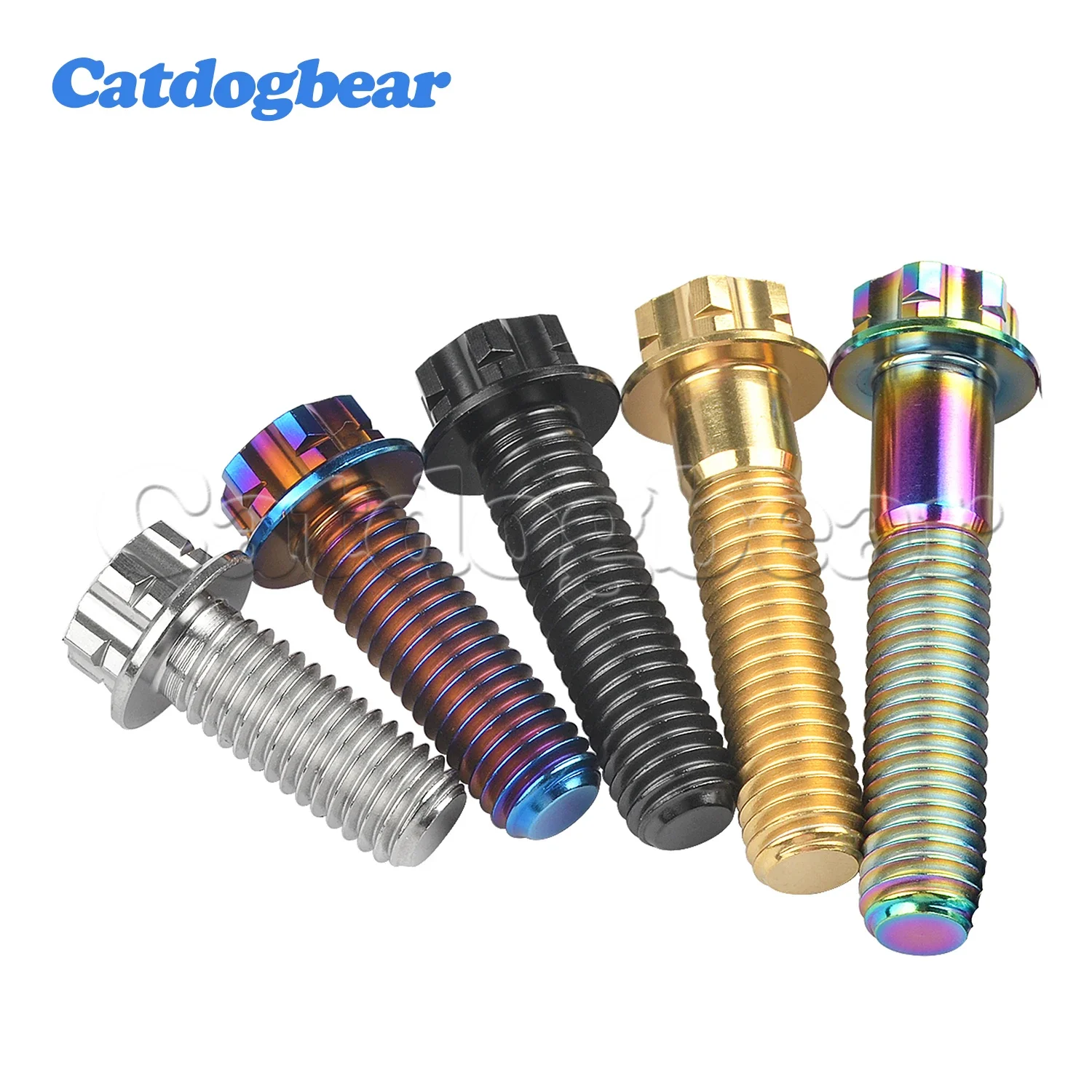 Catdogbear 4PCS Titanium Bolts M8X20 25 30 35 40 45 50 55mm Torx Flange for Motor Bike Disc Brake