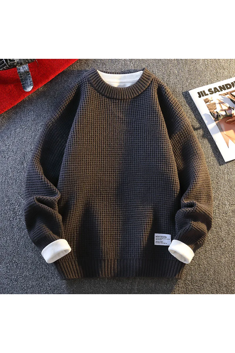 GIOIO men's knitted sweaters for autumn and winter, which are solid-color, with a round neck, thickened and casual sweaters.