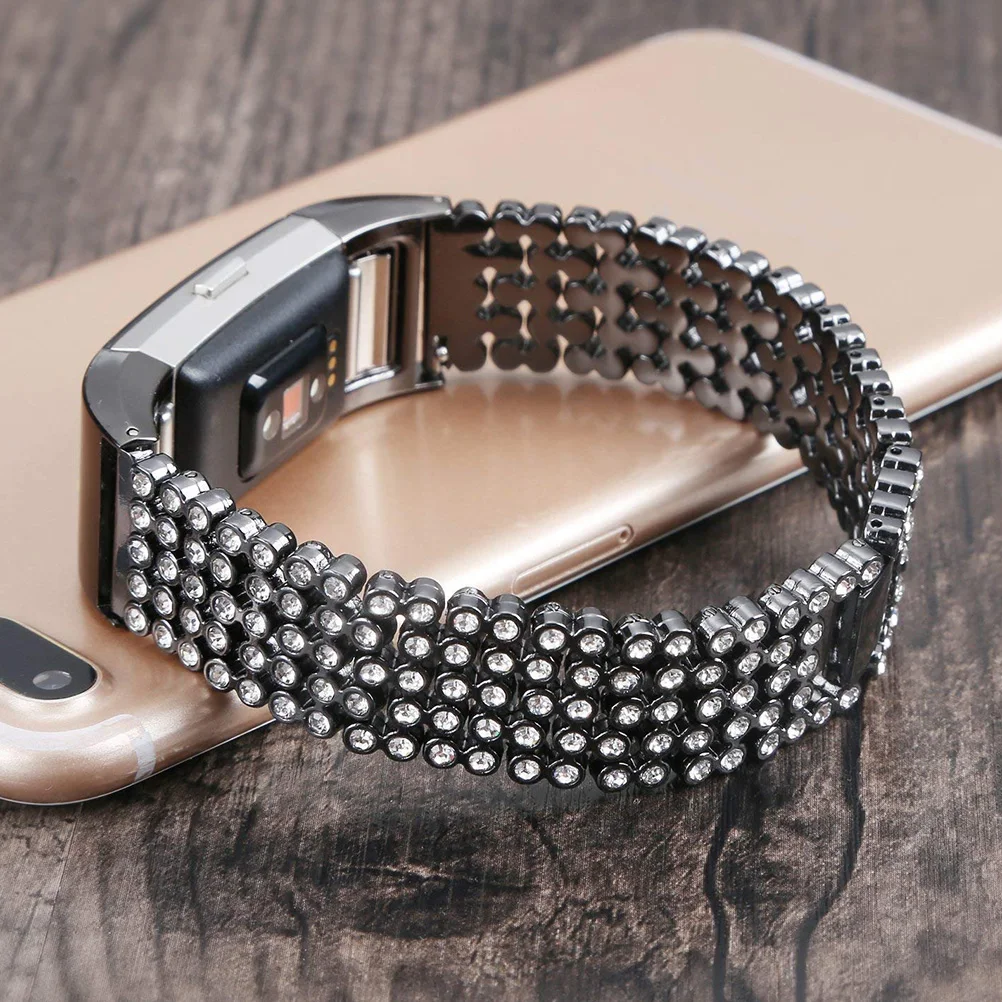 

Stainless Steel Metal Bands For Adjustable Crystal Wristband Durable Secure Lock Strap Compatible With Charge 3