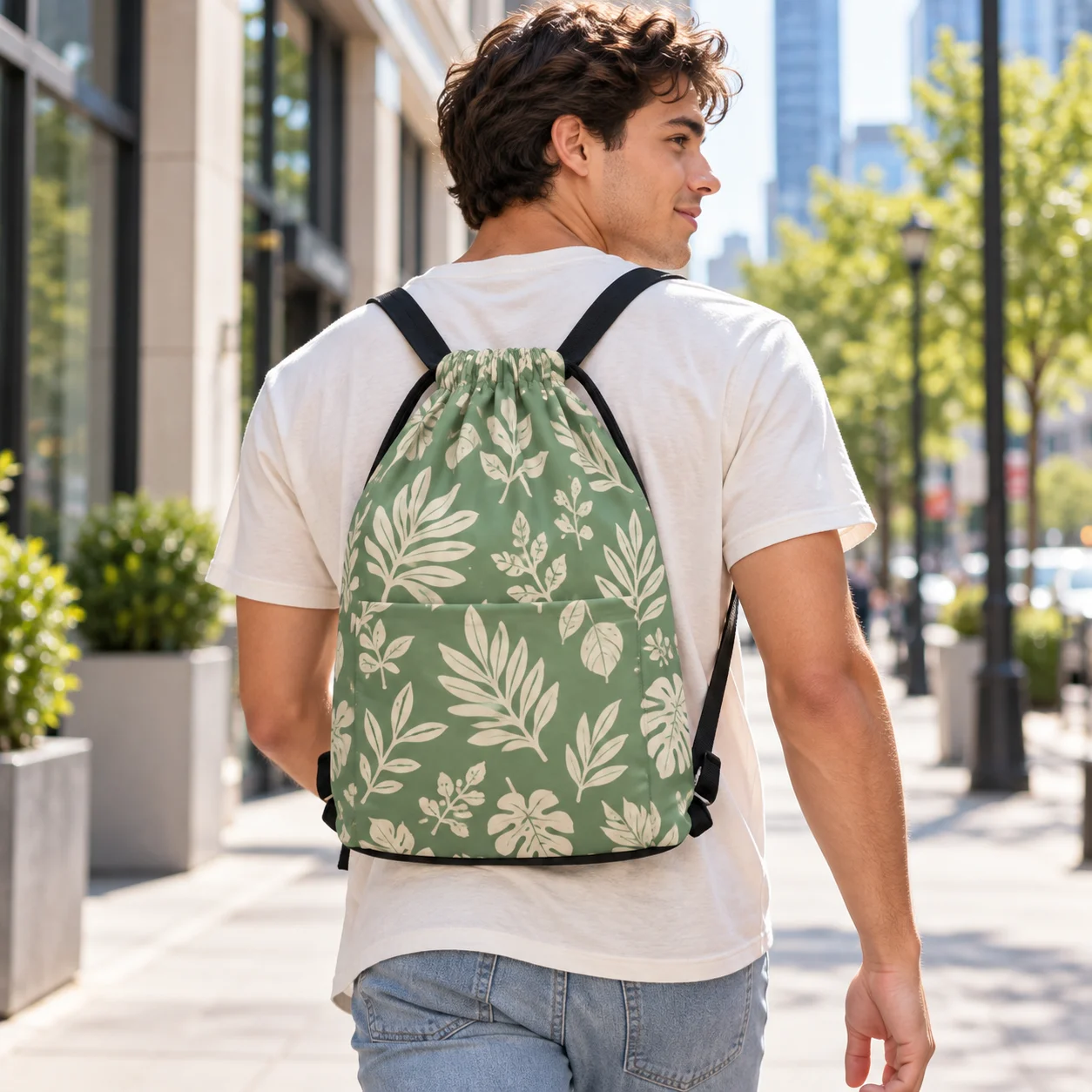 Customizable Christmas drawstring bags—creative Santa-themed backpacks that allow for personalized printing of names or initials