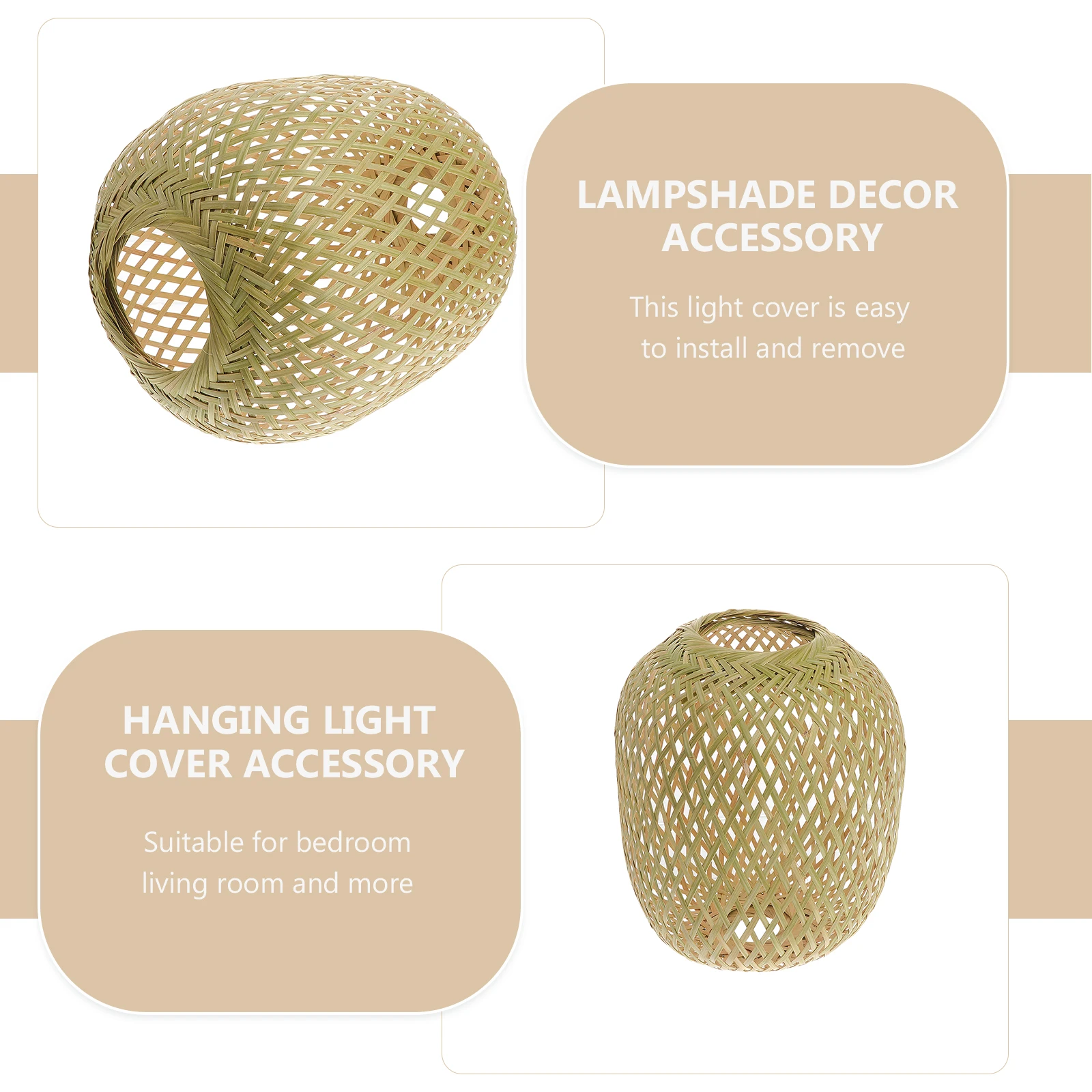 

Bamboo Woven Indoor Hanging Light Cover Simple StyleLiving Room DecorInstall Hanging Light Cover Accessory Remove