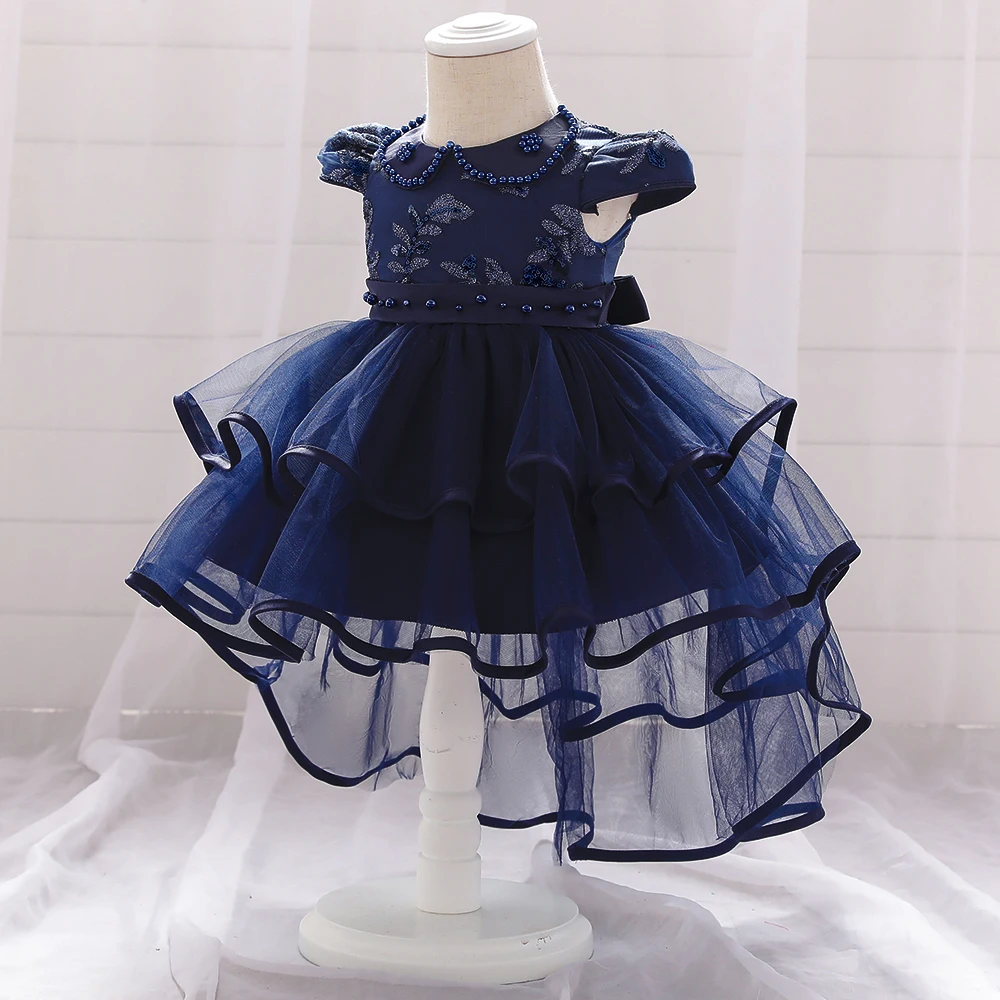 Toddler Girl Evening Party Princess Dress Baby Embroidered Trailing Tutu Gown Girls Birthday Wedding Ceremony Costume Clothes