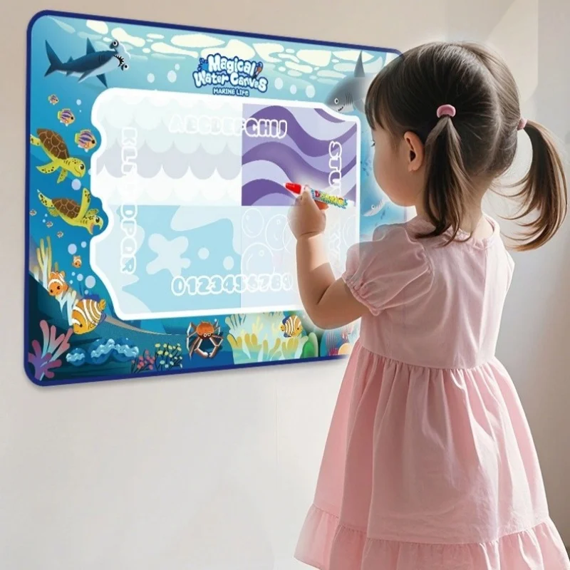 마법의 물 그리기 매트 색칠하기 낙서 매트 마법의 펜과 함께 몬테소리 장난감 페인팅 보드 교육용 장난감 어린이 선물