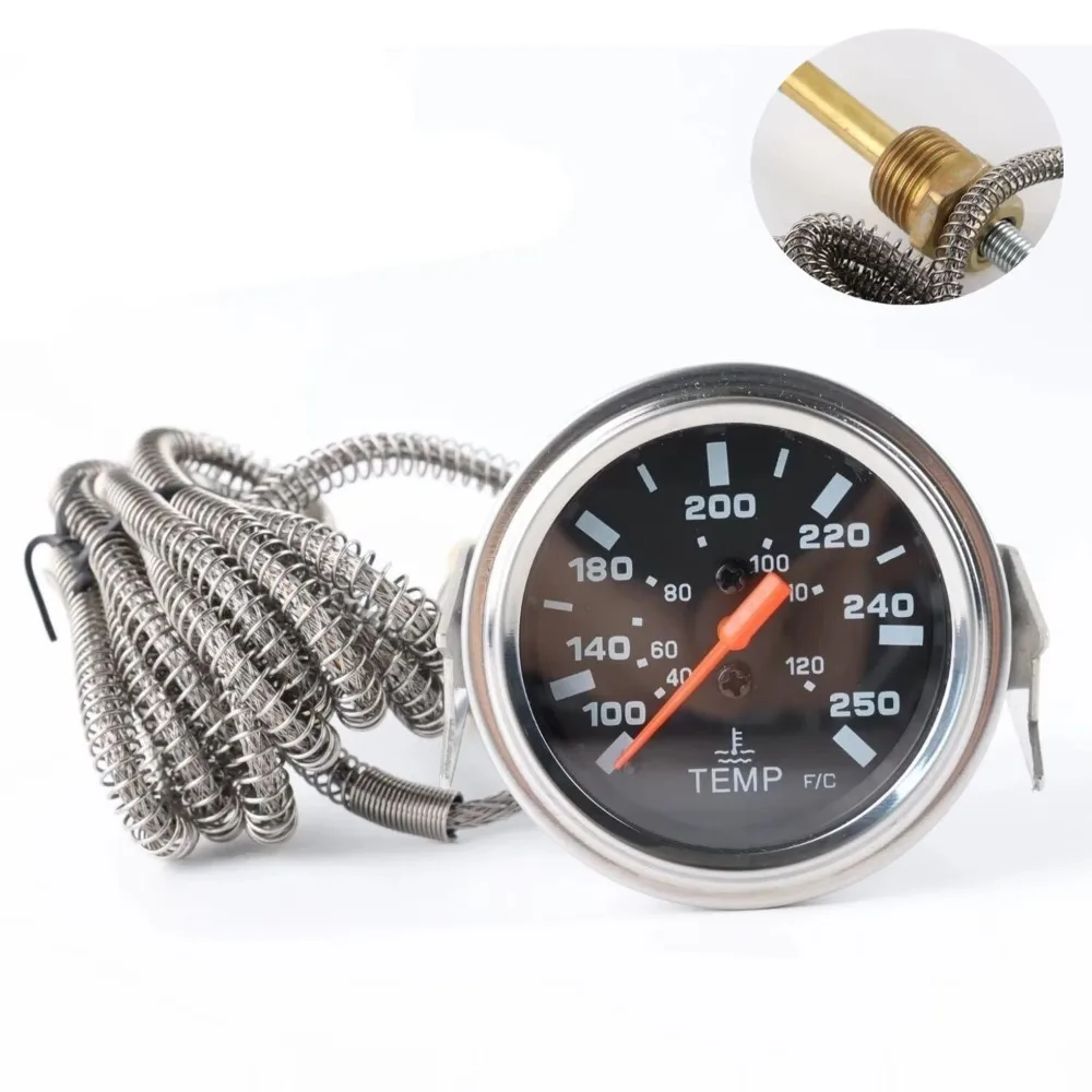 

2'' 52mm Mechanical Water Temp Gauge 12V Water Temperature Gauge 40-120/100-250 Car Water Temp Gauge