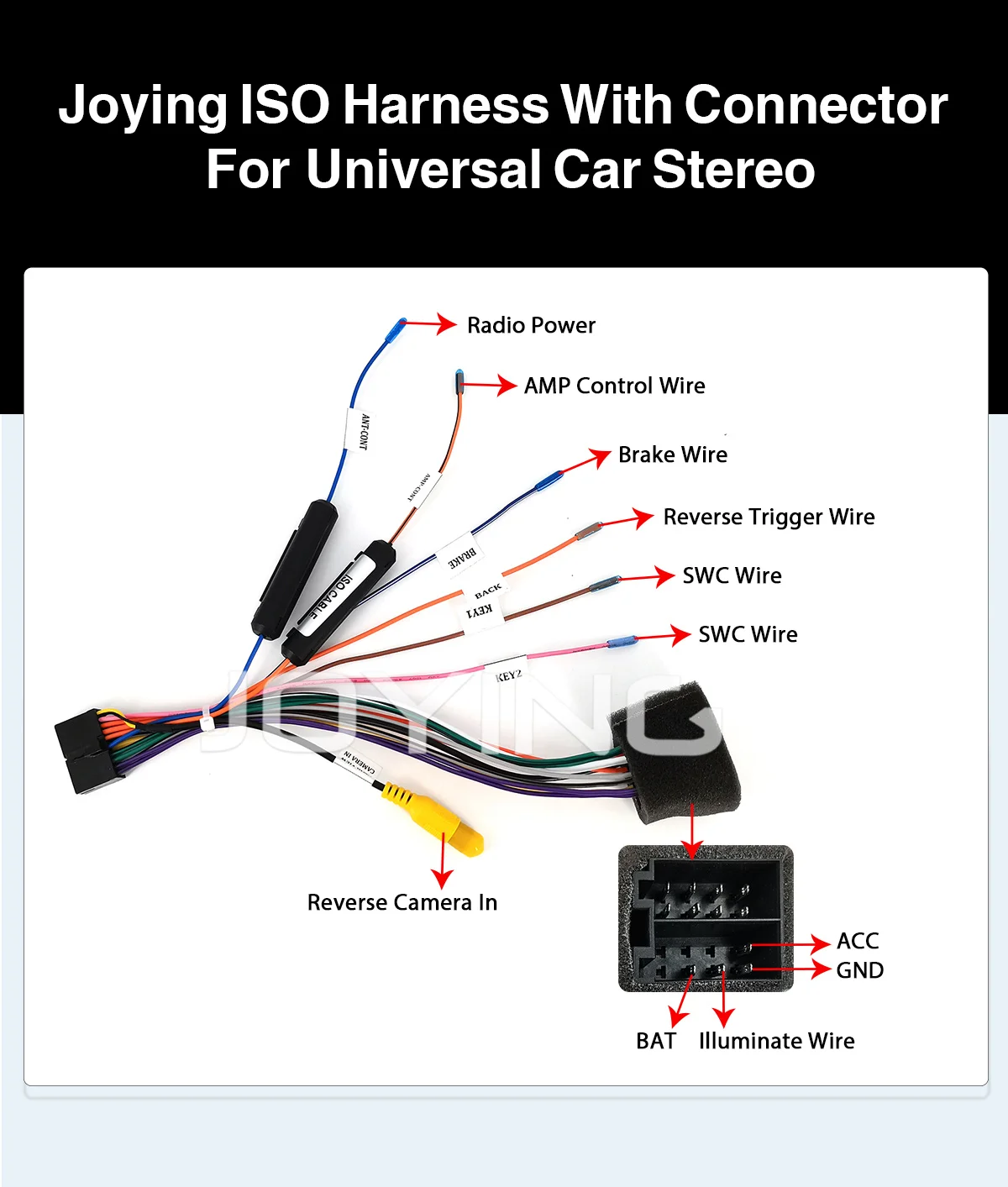 Joying Universal ISO harness car radio power adaptor power cable radio plug