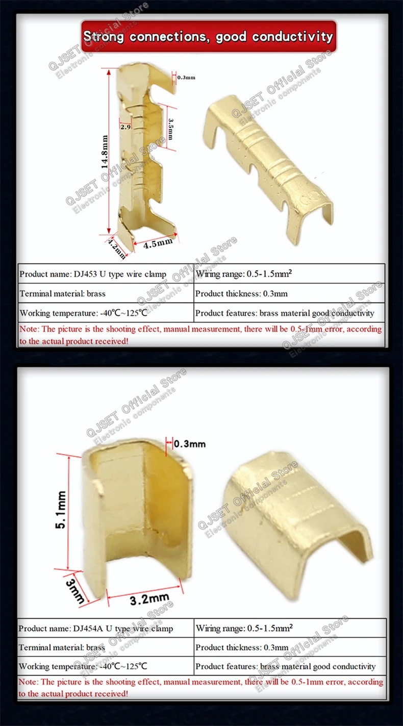 100 Stück DJ454 Drahtklemmen 0,5-6,0mm² U-förmige Kupferdraht-Crimpklemmen Kaltgepresste Verbinder Kabelschuhe für Drahtverbindungsklemmen DJ – Detail 6