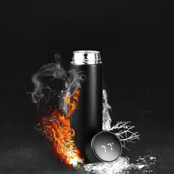 Termoska 500ml s digitálním displejem teploty a LED displejem, vakuově izolovaná inteligentní kávová láhev z nerezové oceli 304. 8 nejlepší prodej chytrý LED displej teploty šálku - №5