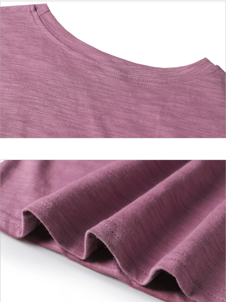 2026 Sommer T-Shirt Damen 100% Baumwolle Kurzarm-Shirts Tops O-Ausschnitt Shirt Tees Locker Sitzende Patchwork-Tops Lässig Hochwertig – Detail 19