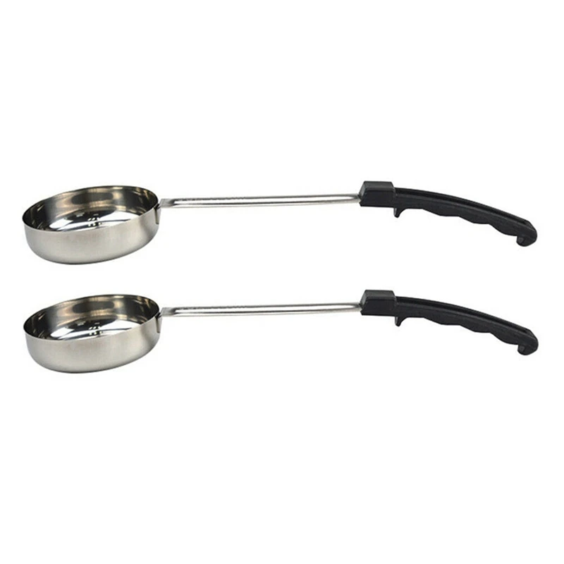 Punho de borracha Flat Bottom Spoon, Panela de molho, Medição Stir Soup Spoon, Cozinha Cozinhar, Pizza Spread, 2 Pcs, 6 oz