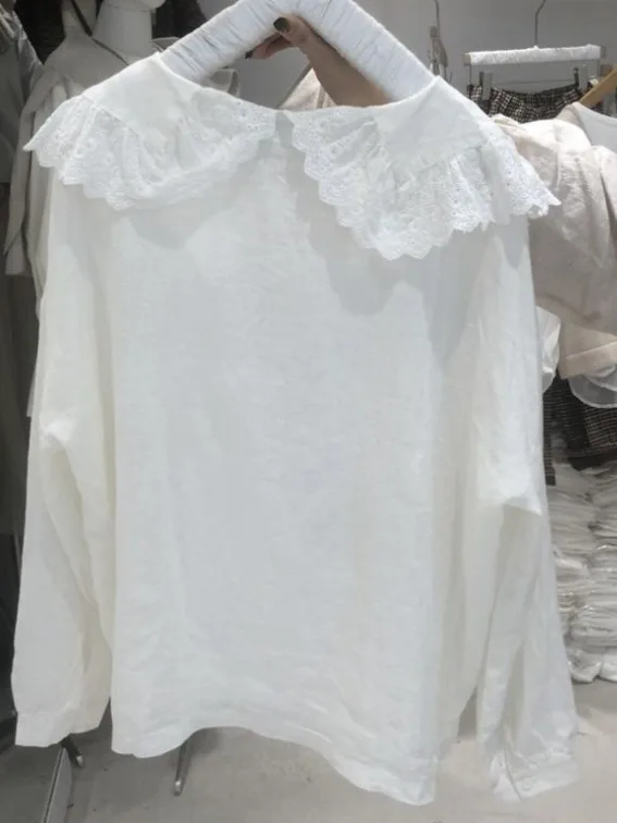 Dulce Sle algodón Lino cómodo blanco irt muñeca Collar diseño Quali Faion mujer Premium primavera otoño largo Sve