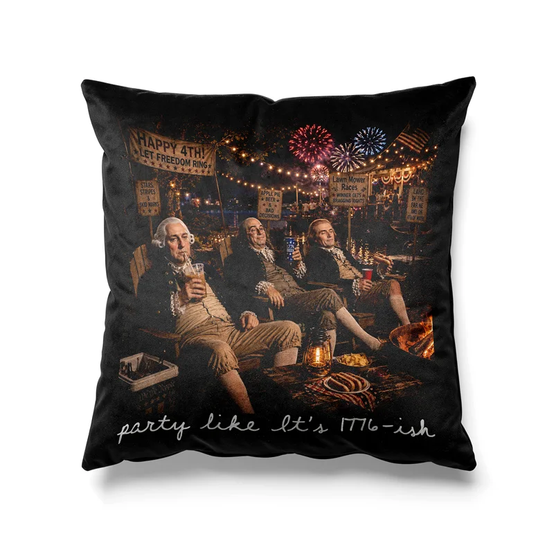 Aertemisi Party Like It's 1776-ish Funny Founding Fathers Pillow Cover Patriotic Meme Cushion Case Throw Pillow Cover