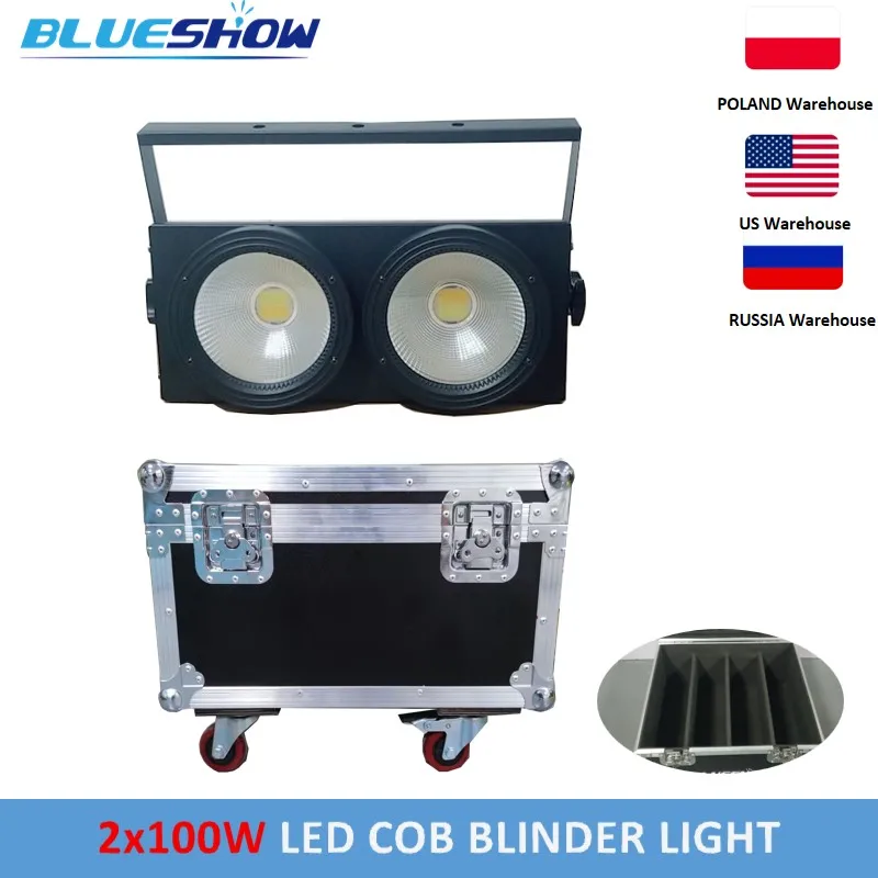 2 Eye 2x100w COB Blinder Light 200W COB Blinder Lights Cold White Warm White Audience Light LED Wash Beam Light or Only Fly Case