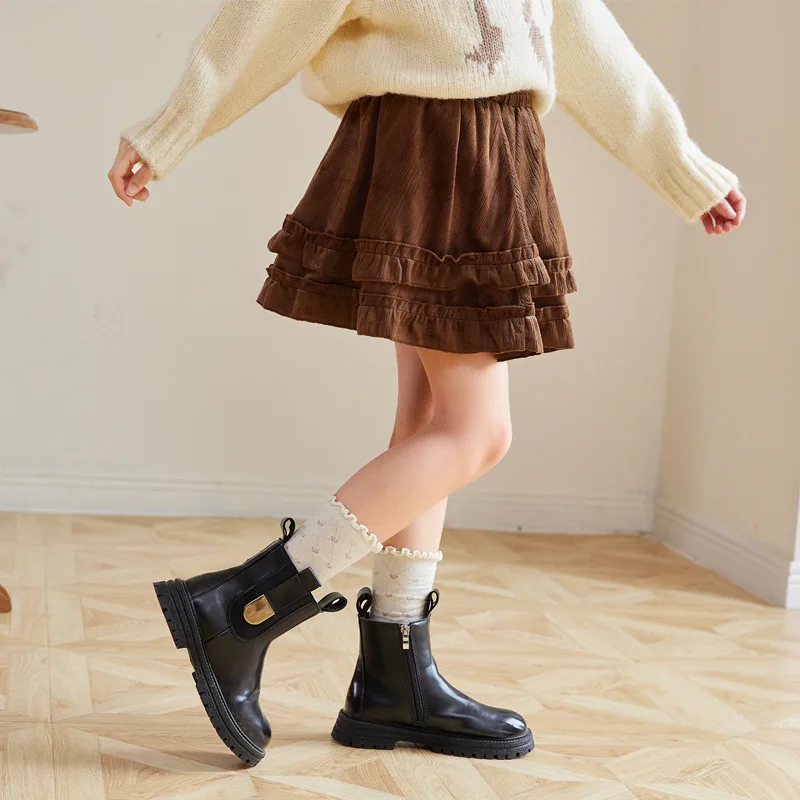 School Teen Girls Corduroy Puff Skirt Fall Winter High Waist A-Line Tutu Short Skirt for Toddler Kids Princess Party Costume