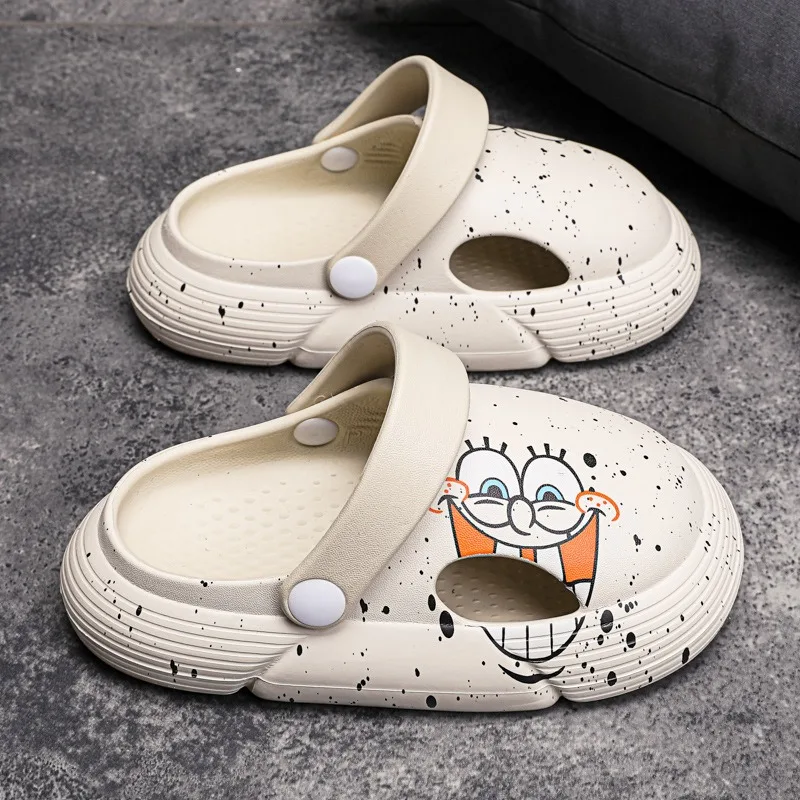 SpongeBob Children\'s Hole Shoes Summer Non-slip Beach Shoes Cartoon Anime Slippers Thick Bottom Soft Bottom Fashion Home Sandals