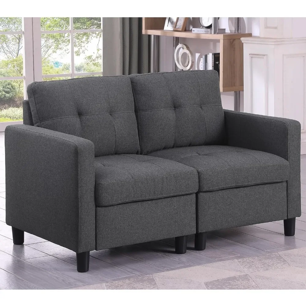 

3 Seat Sofa 81" W Reversible Modular Sofa Couch Square Arm Small Sectional Furniture Couch Set (3 Seat Sofa, Light Gray)