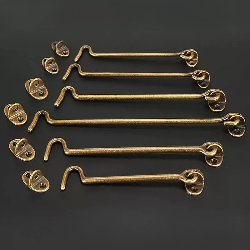 10PCS Old Style Copper Hook Lock, Window Windproof Hook, Window Metal Fixator, Window Buckle, Household Hardware Accessories