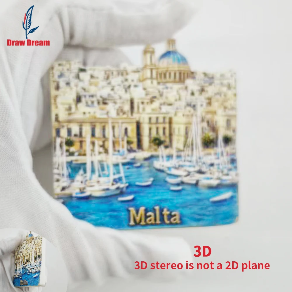 Imán para refrigerador con relieve 3D creativo de Malta, colección de recuerdos de viajes por el mundo, adecuado para decoración del hogar y la oficina, recuerdo de viaje exclusivo personalizado, imán magnético para refrigerador, decoración del hogar, cocina, habitación, oficina, regalo artesanal para el hogar, recuerdo de vacaciones, pequeño regalo exquisito
