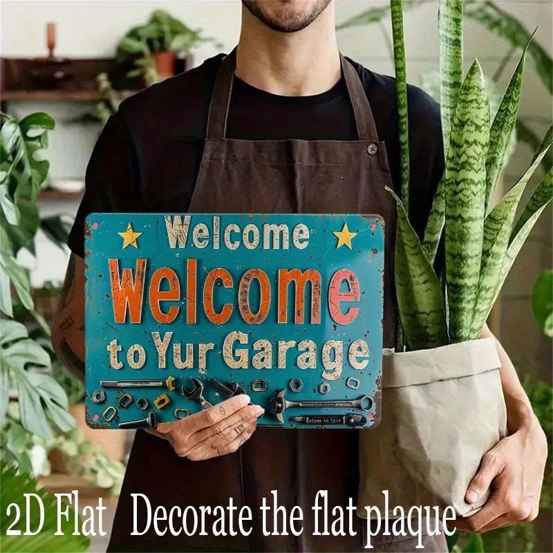 Vintage Industrial Tool-Themed Metal Sign  - 