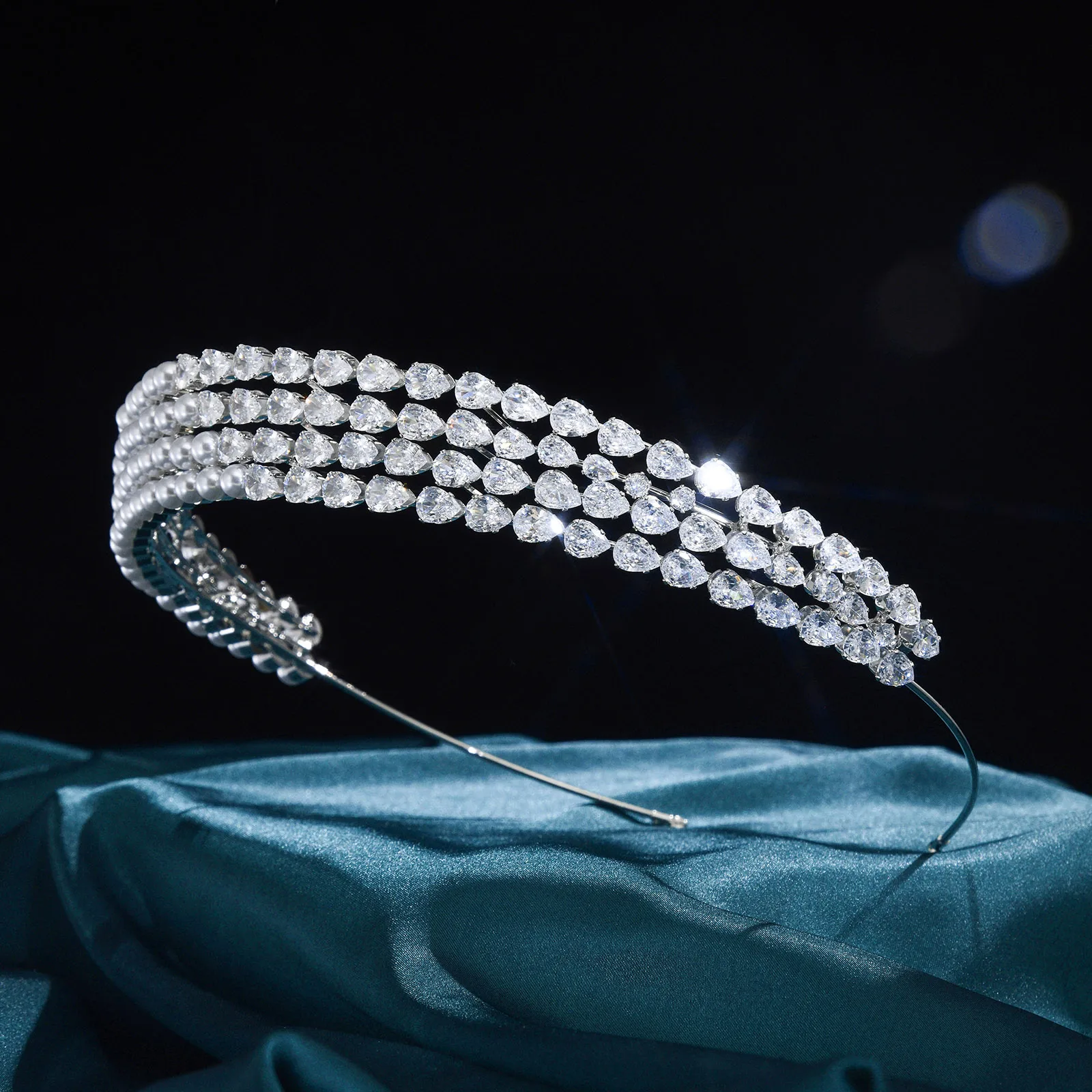 

Wedding Bridal Tiara Crown For Queen Cubic Zirconia Pearl Crowns For Women Pageant Party Bridal Headbands Hair Jewelry Headpiece