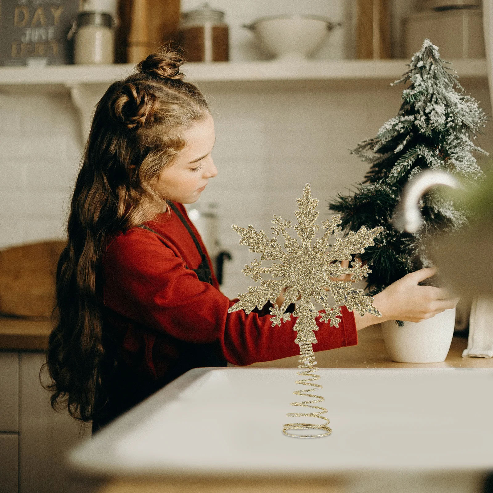 

Snowflake Tree Topper Xmas Star Decoration Premium Vintage Home Decor Christmas Tree Ornament Holiday Decoration