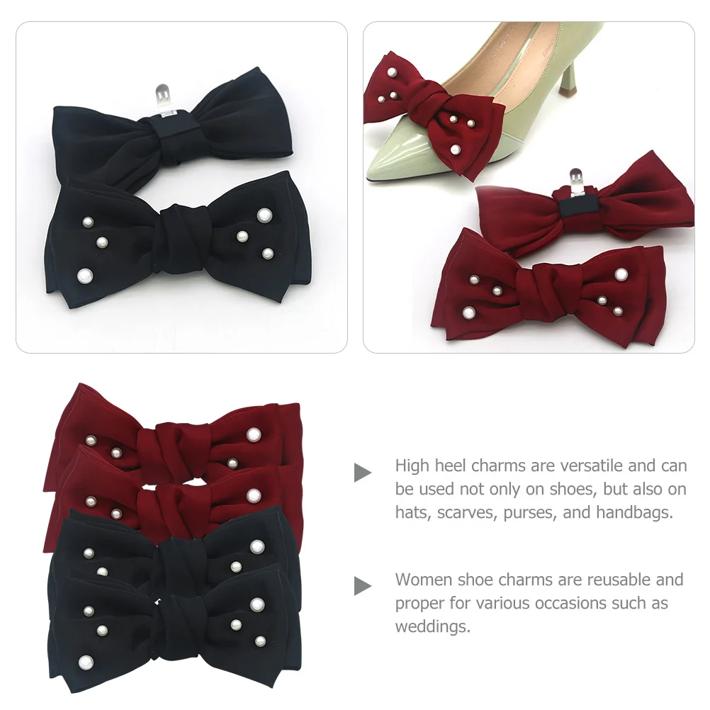 

4Pcs Bow Shoe Clip Decorations for Wedding Bridal Shoes High Heels Shoe Jewelry Accessories Bow Shoes Buckle Boot Decorations