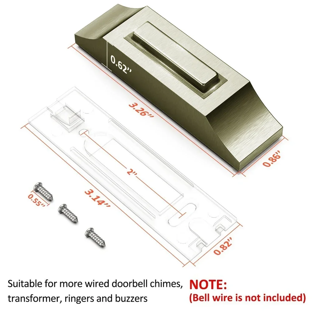 1PCS Wired  Lighted Doorbell Button Home Doorbell Switch Wall Button With Indicator Antique Brass Rectangular Door Bell Button