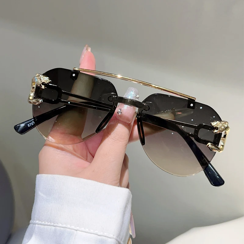 KAMMPT Randlose Pilot Sonnenbrille Männer Mode Vintage Gradienten Casual Shades Frauen Trendy Marke Design Outdoor Decor Sonnenbrille – Detail 8
