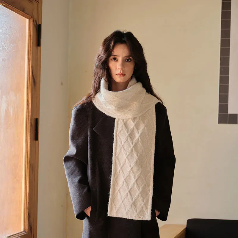 

Роскошный зимний вязаный шерстяной шарф, женский однотонный клетчатый носовой платок, теплая женская шаль из пашмины, мягкий шарф-парео Bufanda