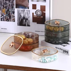 Double-layer Fruit Box with Cover Dried Fruit Plate Melon Seed Plate Divided Dry Fruit Box Nut box Snack Compartment Storage Box