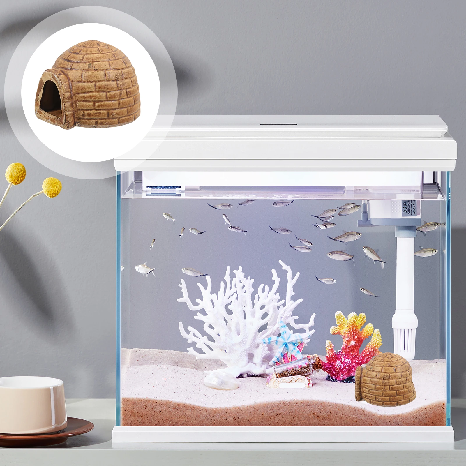 

Ceramic Aquarium Decorations Natural Rock Cave Reptile Hideout Shrimp Breeding Shelter Turtle Tank Accessories Betta Fish