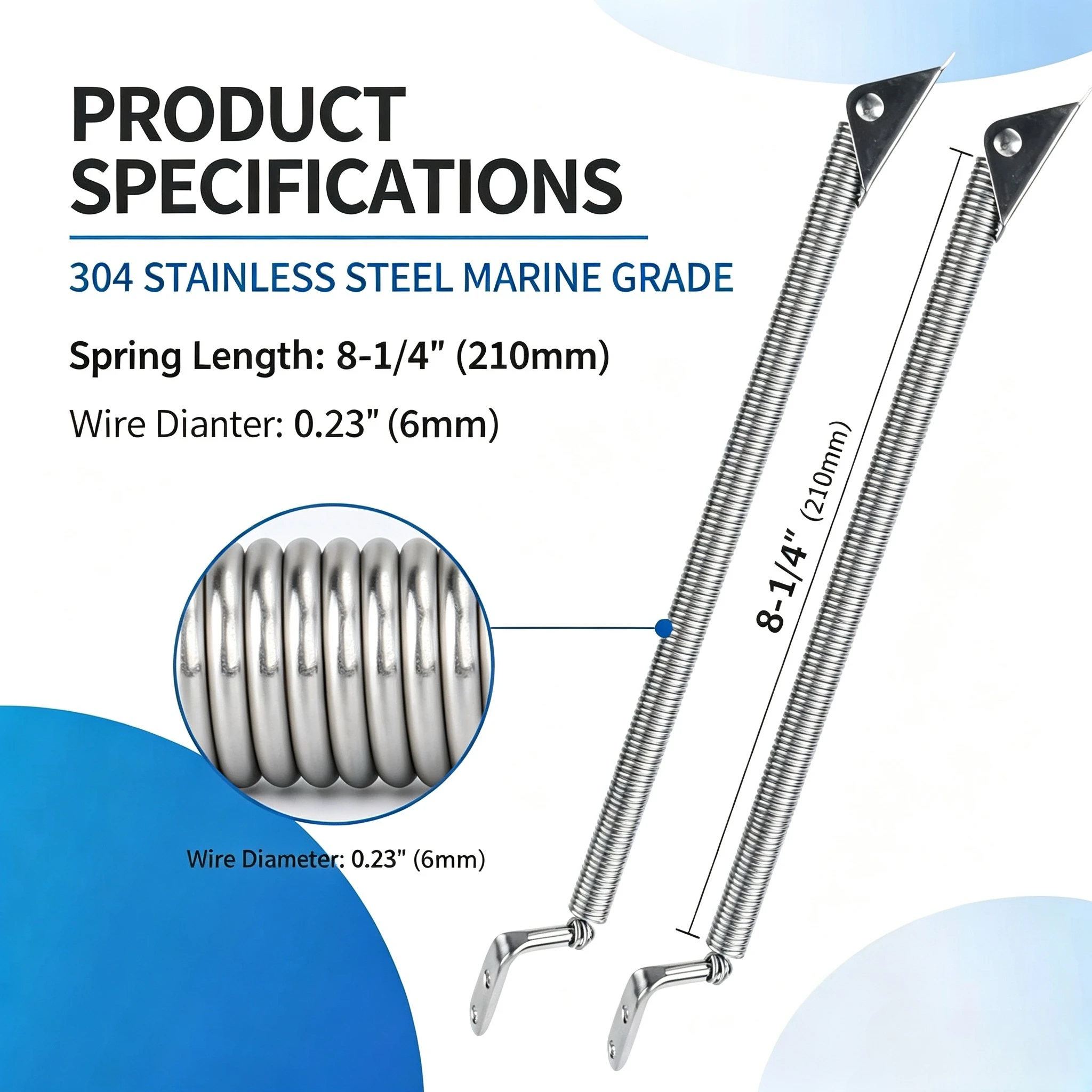 2‑PACK STAINLESS STEEL 8‑1/4 INCH MARINE SPRING ADJUSTER, HATCH DOOR SPRING HARDWARE ACCESSORIES FOR BOATS & YACHTS