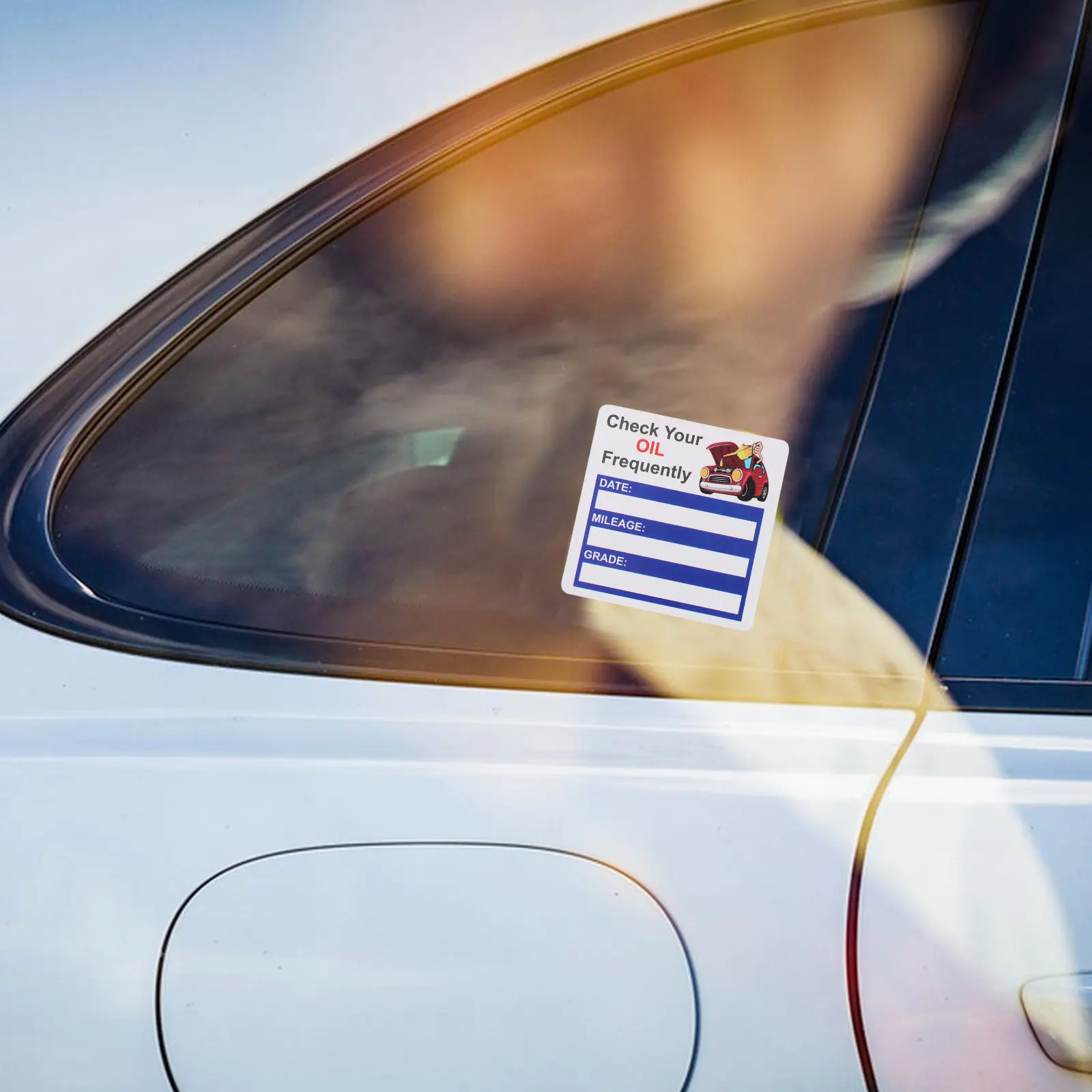 

2 Rolls Car Oil Change Service Sticker Removable Waterproof Adhesive Label for Vehicle Maintenance Reminder and Refuel Alert