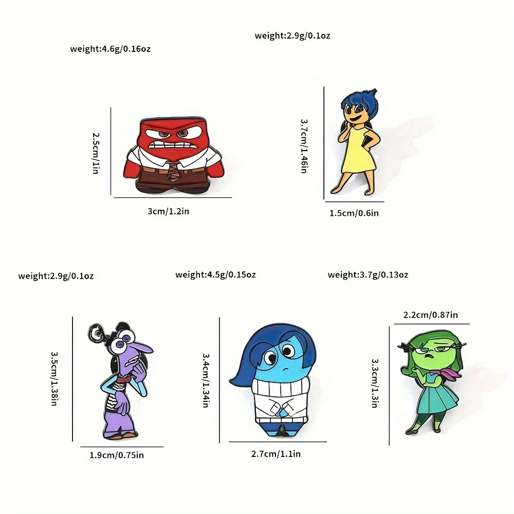 5 buah mode dalam keluar bros lucu karakter kartun Enamel Pin logam lencana perhiasan pakaian ransel aksesoris hadiah